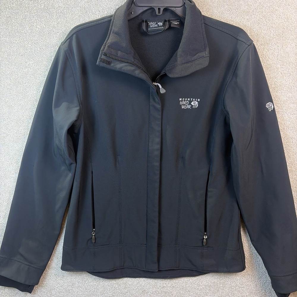 Mountain Hardwear Softshell Jacket Womens Medium Black Fleece Lined Thumbholes